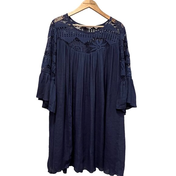 Avenue Boho Lace Swing Mini Dress, NWT, Navy, 22/24 - Picture 1 of 9